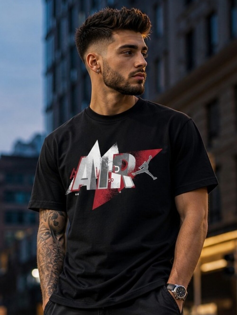 Men's Vintage Style Short Sleeve Black & Red Air Jordan Jumpman T-Shirt - Sz M